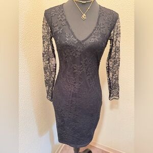 Express Black Lace Long Sleeve Dress